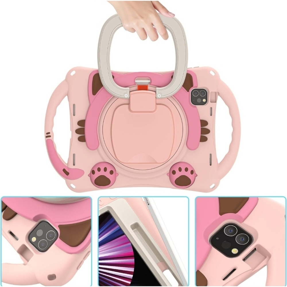 iPad Premium Case Silicone Shockproof Pink Cat